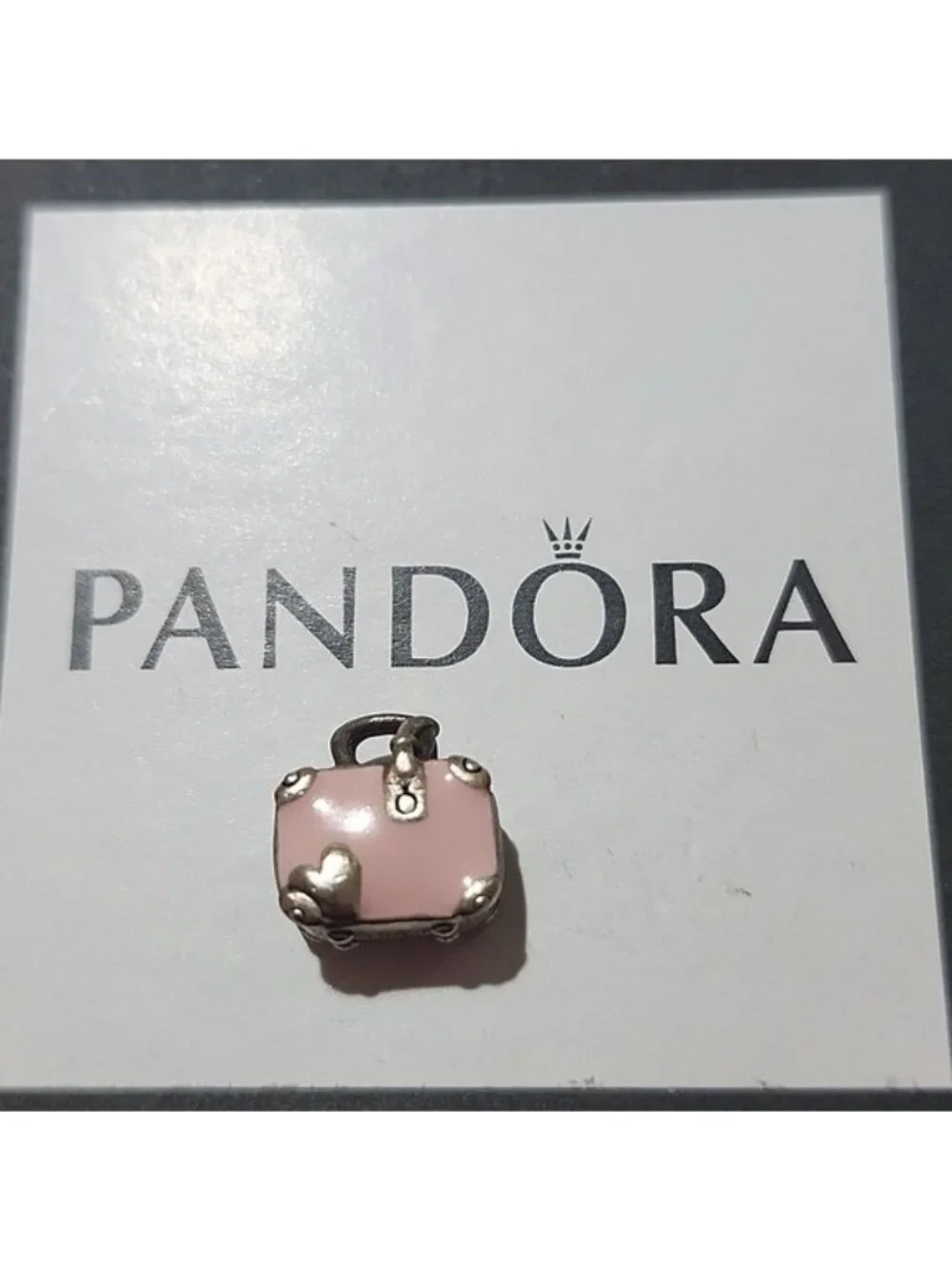Pandora Sterling Silver Travel Suitcase Bag Charm with Pink Enamel - 798063EN124